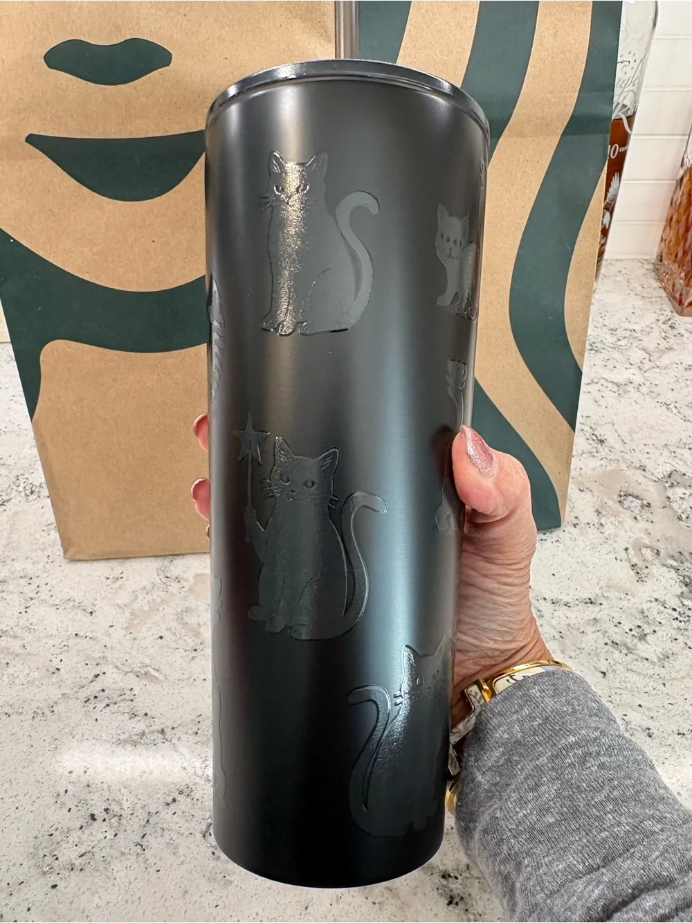 Starbucks Black Cat Tumbler Glow in the Dark 2026 Halloween SS Tumbler. NWT.HTF